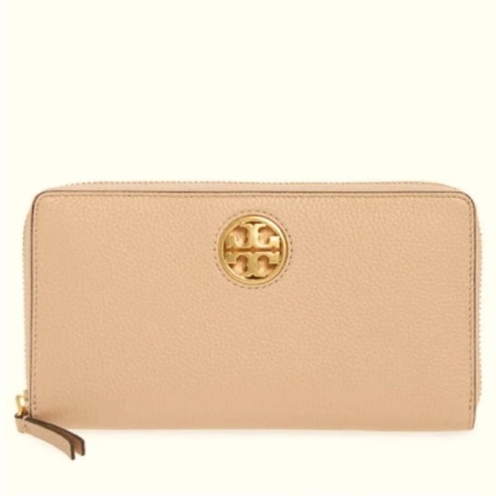 Tory Burch Beige Wallet with Gold Logo